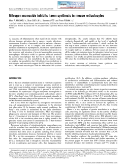 Nitrogen monoxide inhibits haem synthesis in mouse reticulocytes