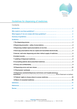Guidelines for dispensing of medicines