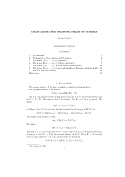 CHAIN LEMMA FOR SPLITTING FIELDS OF SYMBOLS preliminary
