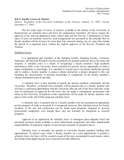 Faculty Leaves of Absence - Penn Provost