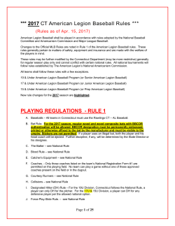 *** 2017 CT American Legion Baseball Rules *** PLAYING