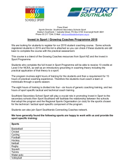 Invest in Sport registration information for students