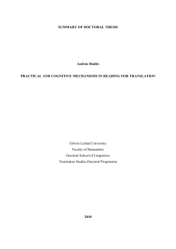 SUMMARY OF DOCTORAL THESIS Andr&aacute;s Dudits PRACTICAL