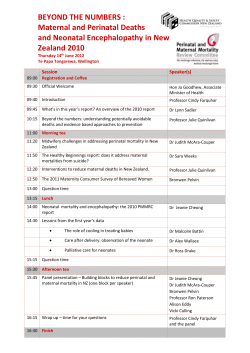 BEYOND THE NUMBERS : Maternal and Perinatal Deaths and