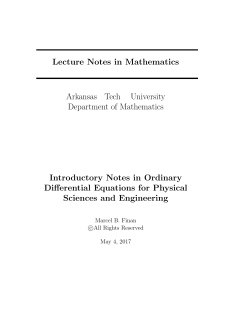 MATH 3243 Differential Equations I