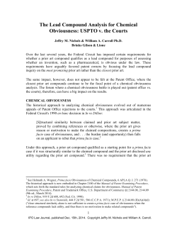 The Lead Compound Analysis for Chemical Obviousness: USPTO v