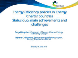 The Energy Charter Experience: Making Energy Efficiency Work for