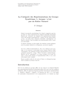 La Catégorie des Représentations du Groupe Symétrique St