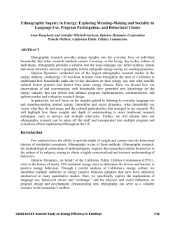 Ethnographic Inquiry in Energy: Exploring Meaning