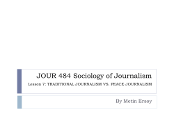 JRN 490 Peace Journalism Lesson 1: Introduction to Peace