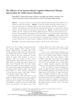 The Efficacy of an Internet-Based Cognitive