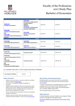 Faculty of the Professions 2017 Study Plan Bachelor of Economics