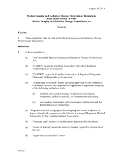 Medical Imaging and Radiation Therapy Professionals Regulations