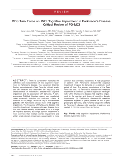 MDS task force on mild cognitive impairment in Parkinson`s disease