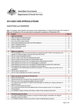 2015 AGED CARE APPROVALS ROUND QUESTIONS and