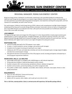 REGIONAL MANAGER, RISING SUN ENERGY CENTER