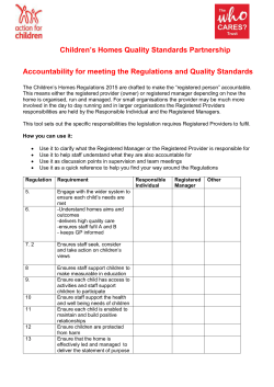 Children`s Homes Quality Standards Partnership Accountability for