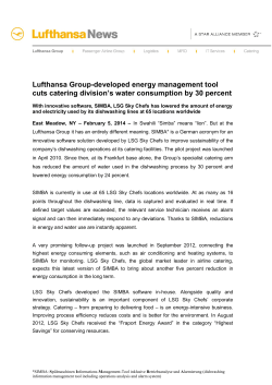 Lufthansa Group-developed energy management tool cuts catering