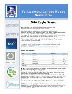 Te Awamutu College Rugby Newsletter