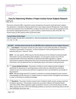 Human Subjects Research Determination Form