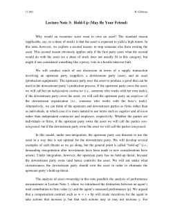 Lecture Note 3: Hold-Up (May Be Your Friend)