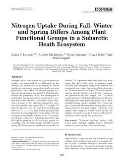 Nitrogen Uptake During Fall, Winter and Spring Differs Among Plant