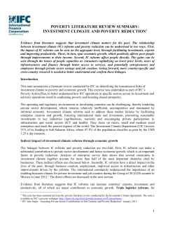 POVERTY LITERATURE REVIEW SUMMARY: INVESTMENT