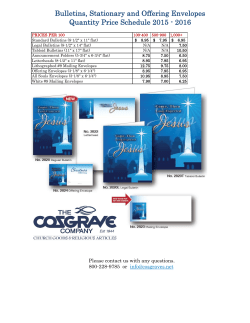 Bulletins, Stationary and Offering Envelopes Quantity Price