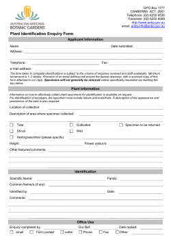 Plant Identification Enquiry Form