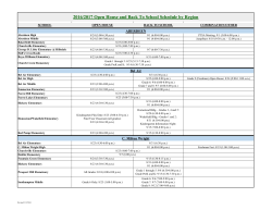2016/2017 Open House and Back To School Schedule by Region