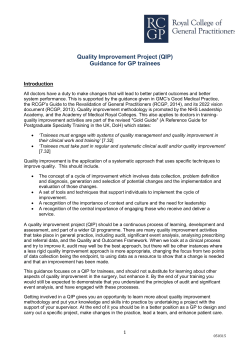 Quality Improvement Project (QIP) Guidance for GP trainees