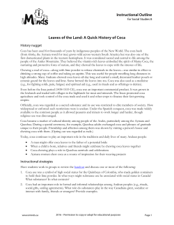 Instructional Outline Leaves of the Land: A Quick History of Coca