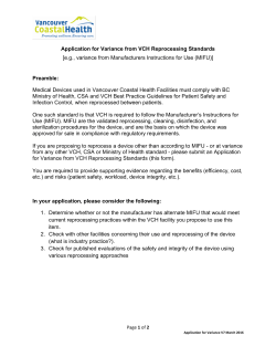 Application for Variance from VCH Reprocessing Standards [e.g.