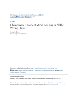 Chimpanzee Theory of Mind - Animal Studies Repository