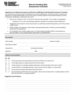Manual Handling Risk Assessment Checklist
