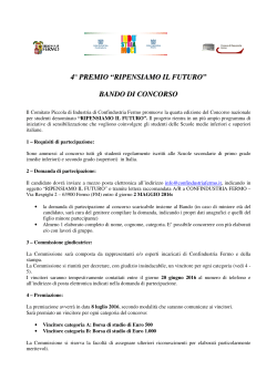 4&deg; premio &ldquo;ripensiamo il futuro&rdquo; bando di concorso