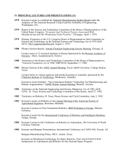 Principal Lectures and Presentations