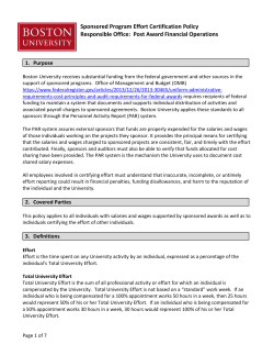 Sponsored Program Effort Certification Policy