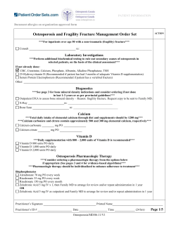 Patient Order Set Osteoporosis and Fragility Fracture Management