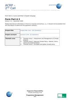 Form Part A2 - ACRP 2nd Call