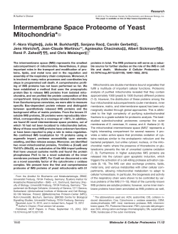 Intermembrane Space Proteome of Yeast