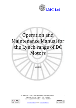 Operation and Maintenance Manual for the Lynch range of DC Motors