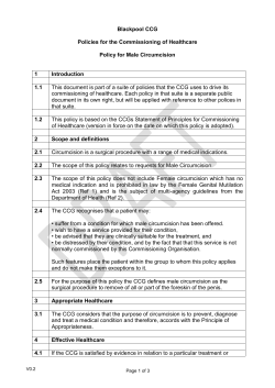 Proposed Commissioning Policy