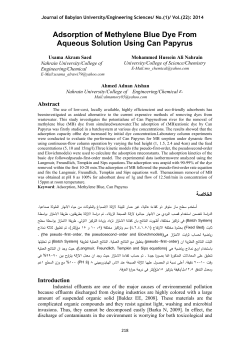 Adsorption of Methylene Blue Dye From Aqueous Solution Using