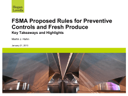 FDA`s Proposed Rule under FSMA for Preventive Controls