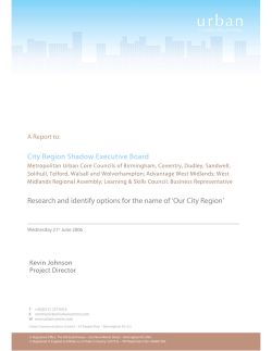 City Region Shadow Executive Board Research and identify options
