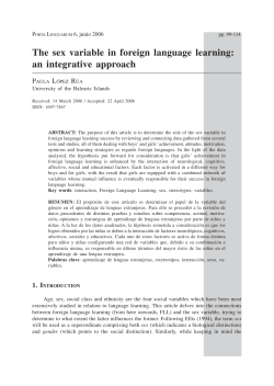 The sex variable in foreign language learning