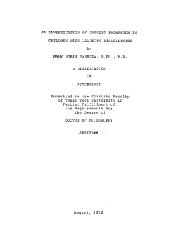 AN INVESTIGATION OF CONCEPT FORMATION IN CHILDREN