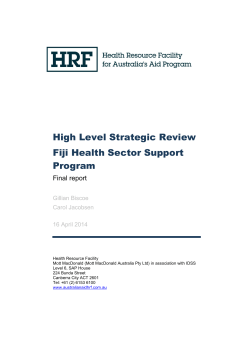 High Level Strategic Review Fiji Health Sector Support Program