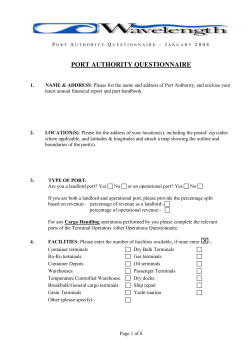 Port Authority Questionnaire &ndash; January 2004 PORT AUTHORITY